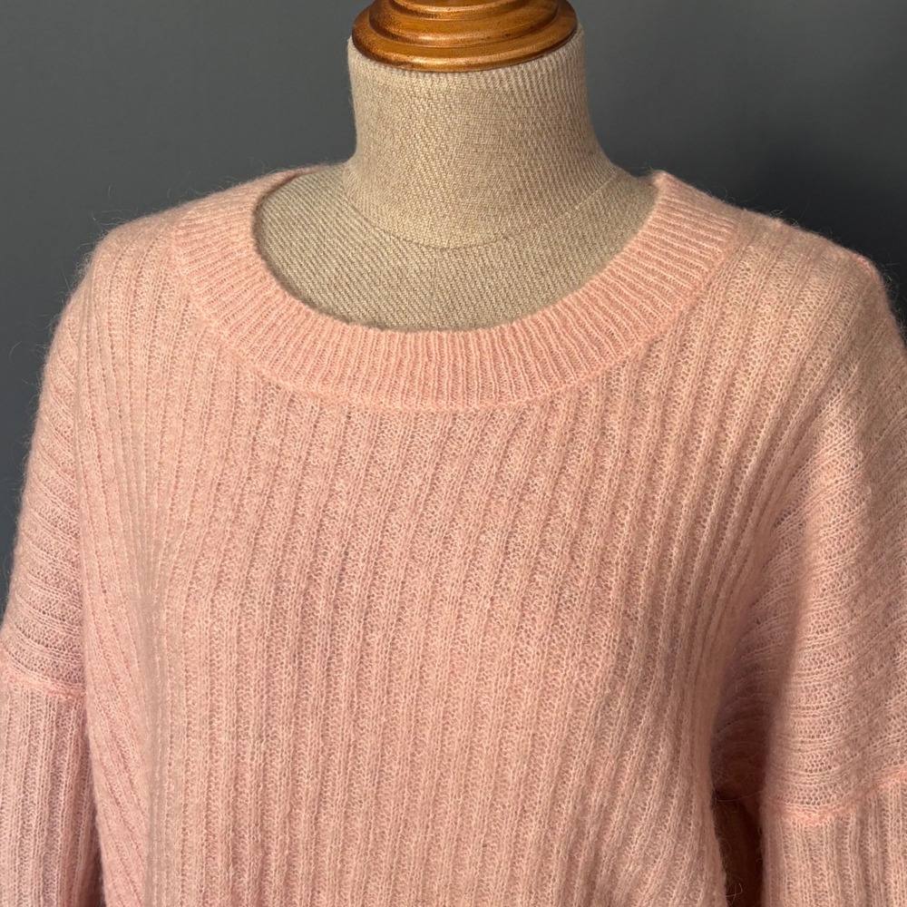 MSCH Sweater | Size M/L | Pink Peach Mohair Wool Blend Ribbed Soft Loose Fit